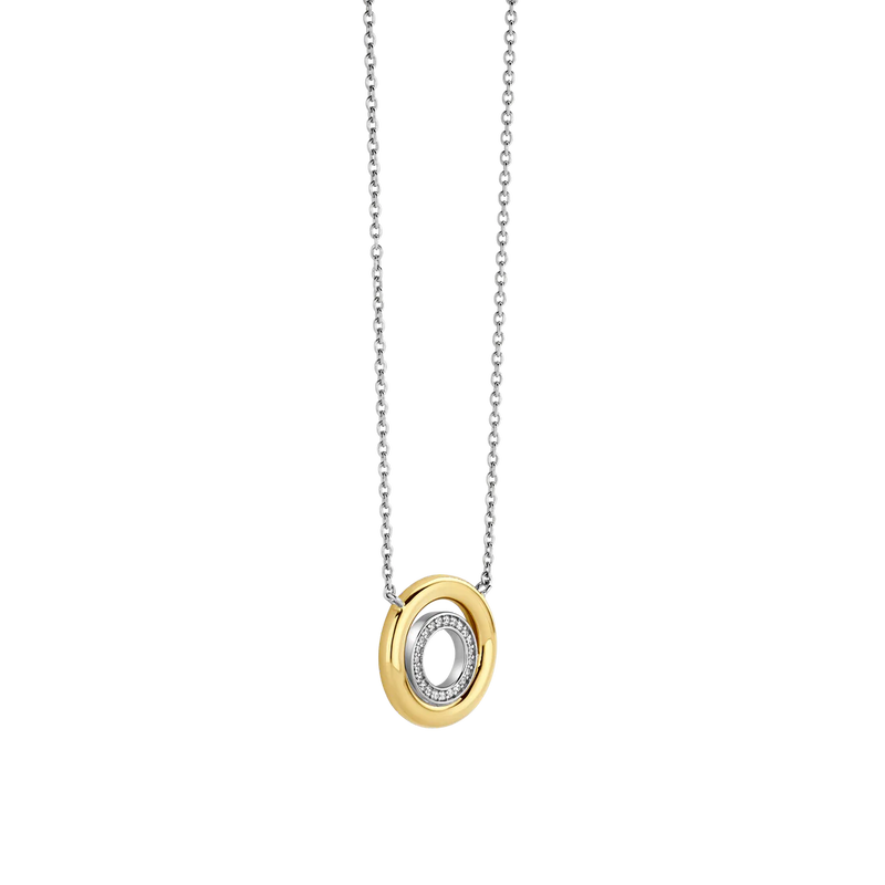 Milano Circle Pendant Necklace - Silver/Gold - 34105ZY/42