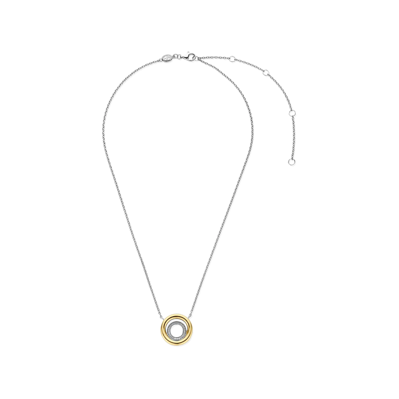 Milano Circle Pendant Necklace - Silver/Gold - 34105ZY/42