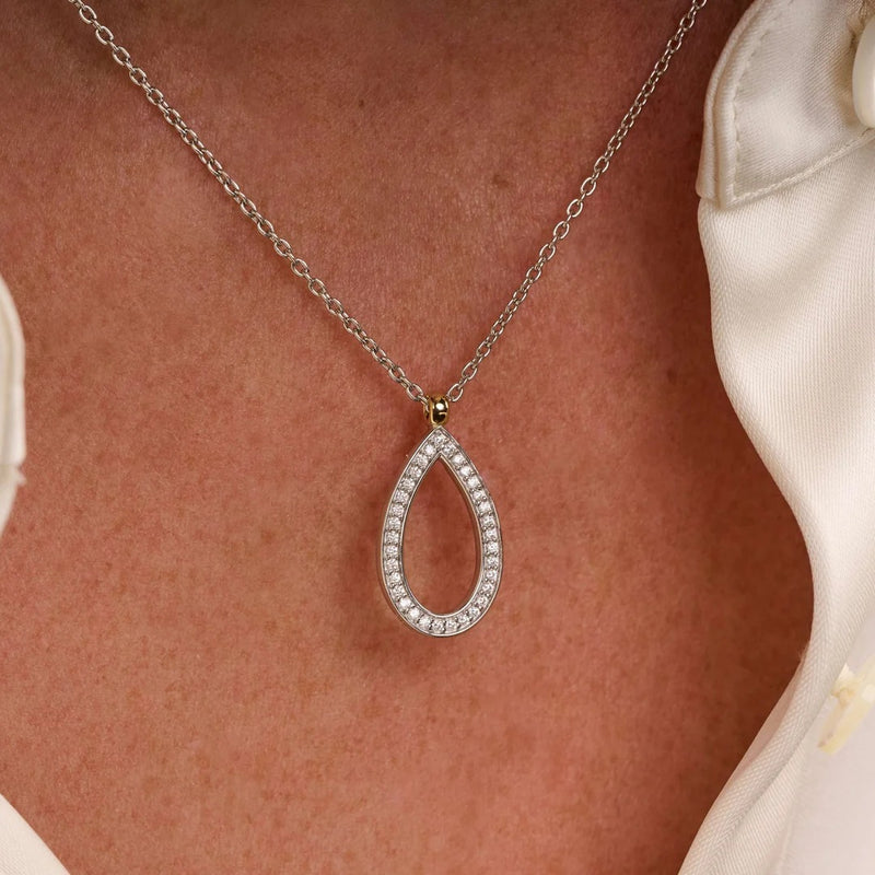 Classic Soft Oval Zirconia Necklace - Silver/Gold