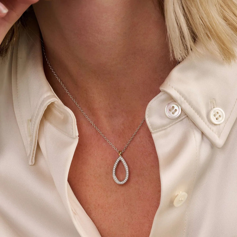 Classic Soft Oval Zirconia Necklace - Silver/Gold