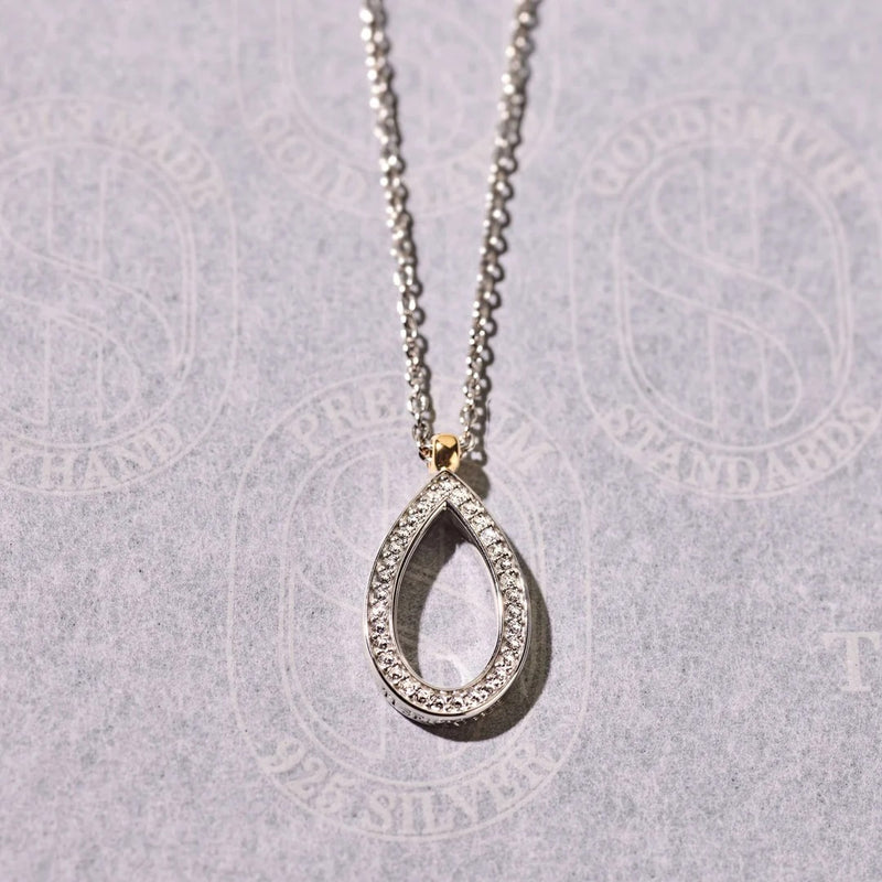 Classic Soft Oval Zirconia Necklace - Silver/Gold