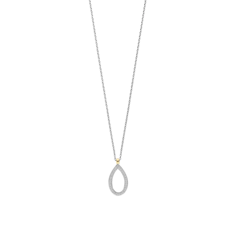 Classic Soft Oval Zirconia Necklace - Silver/Gold