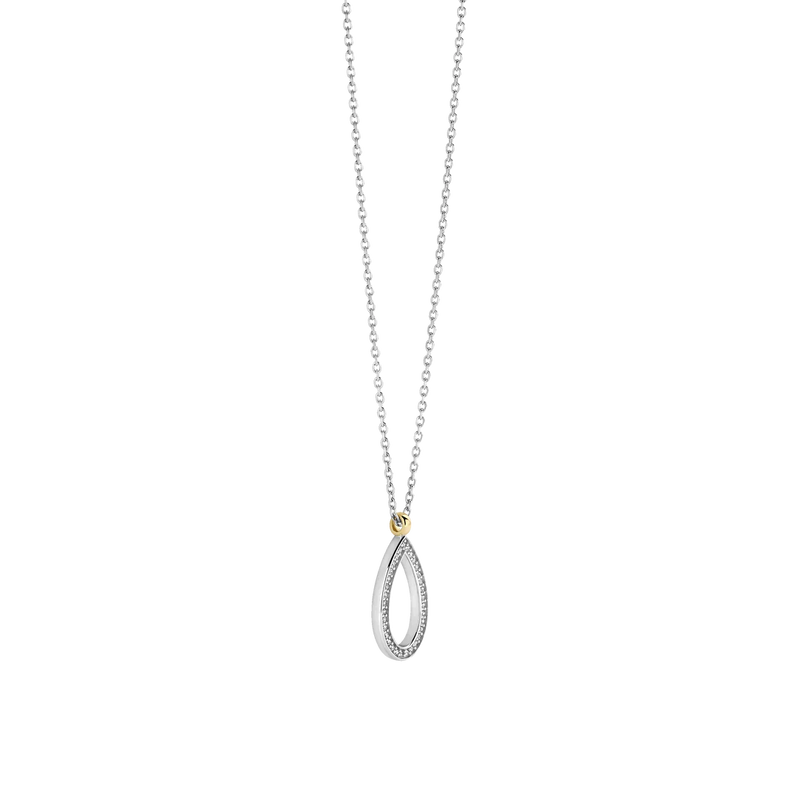 Classic Soft Oval Zirconia Necklace - Silver/Gold