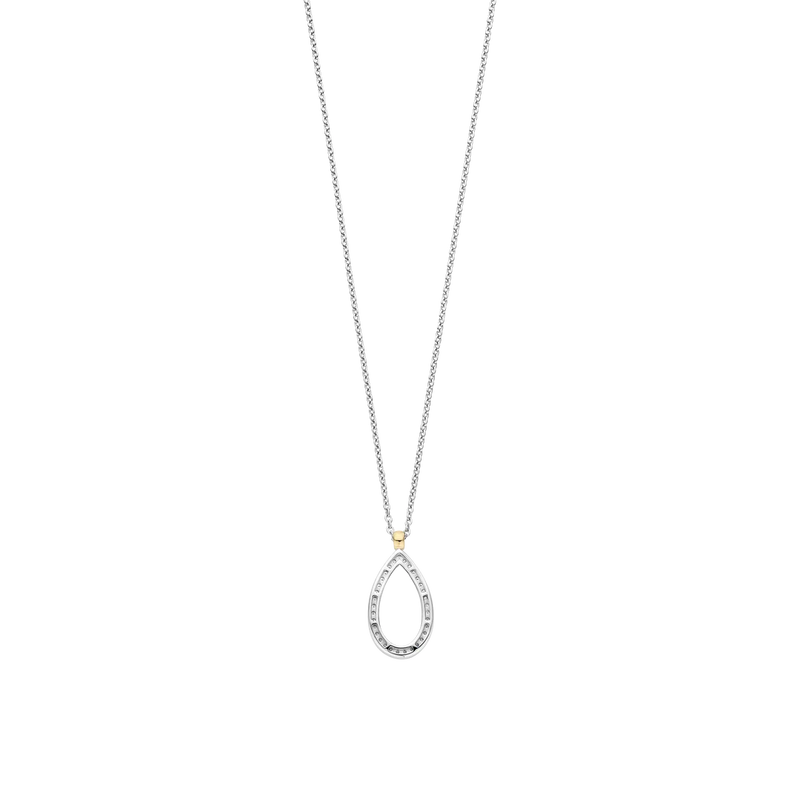 Classic Soft Oval Zirconia Necklace - Silver/Gold