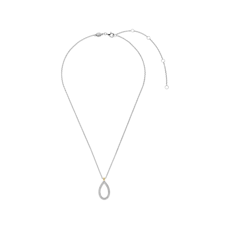 Classic Soft Oval Zirconia Necklace - Silver/Gold