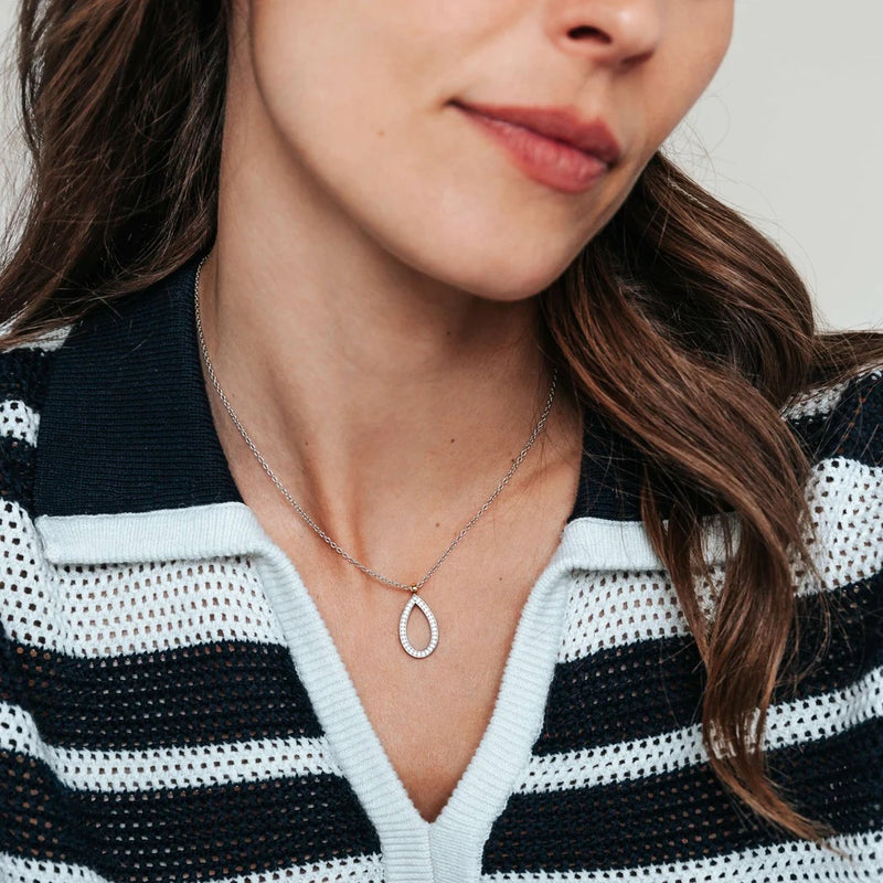 Classic Soft Oval Zirconia Necklace - Silver/Gold