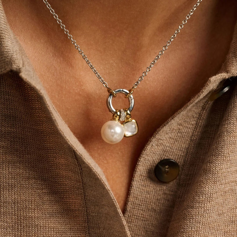 Milano Dangle Charm Pendant Necklace - Silver/Gold
