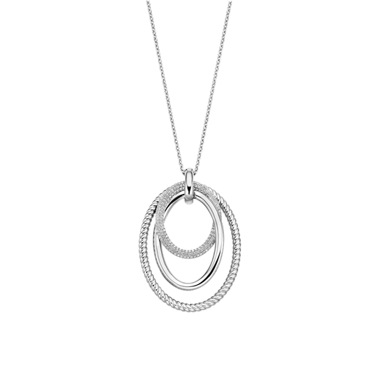 Layered Structure Necklace - Silver - 34127ZI/40