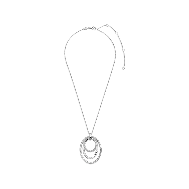 Layered Structure Necklace - Silver - 34127ZI/40