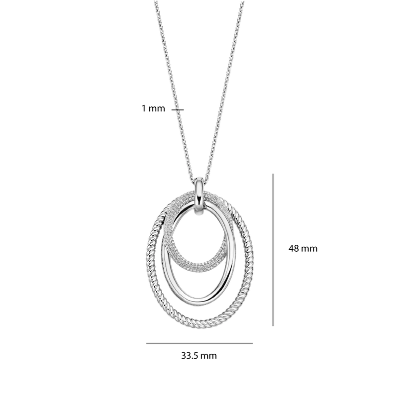 Layered Structure Necklace - Silver - 34127ZI/40