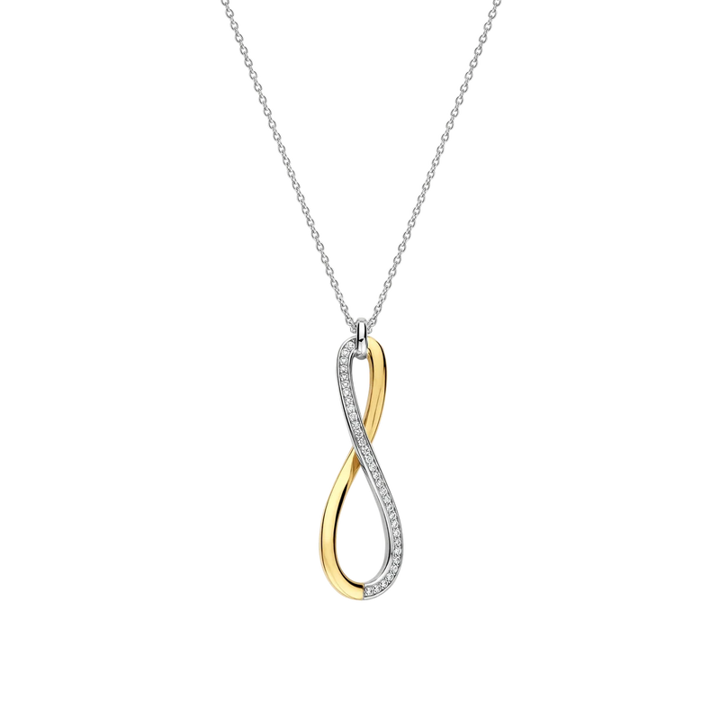 Organic Open Zirconia Necklace - Silver/Gold