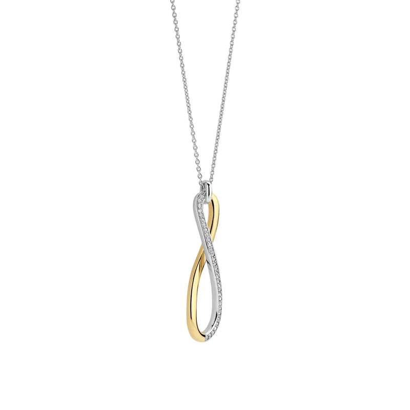 Organic Open Zirconia Necklace - Silver/Gold