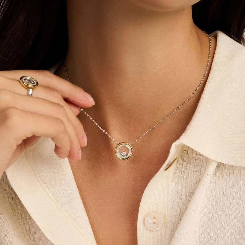 Zirconia Double Circle Necklace - Gold/Silver