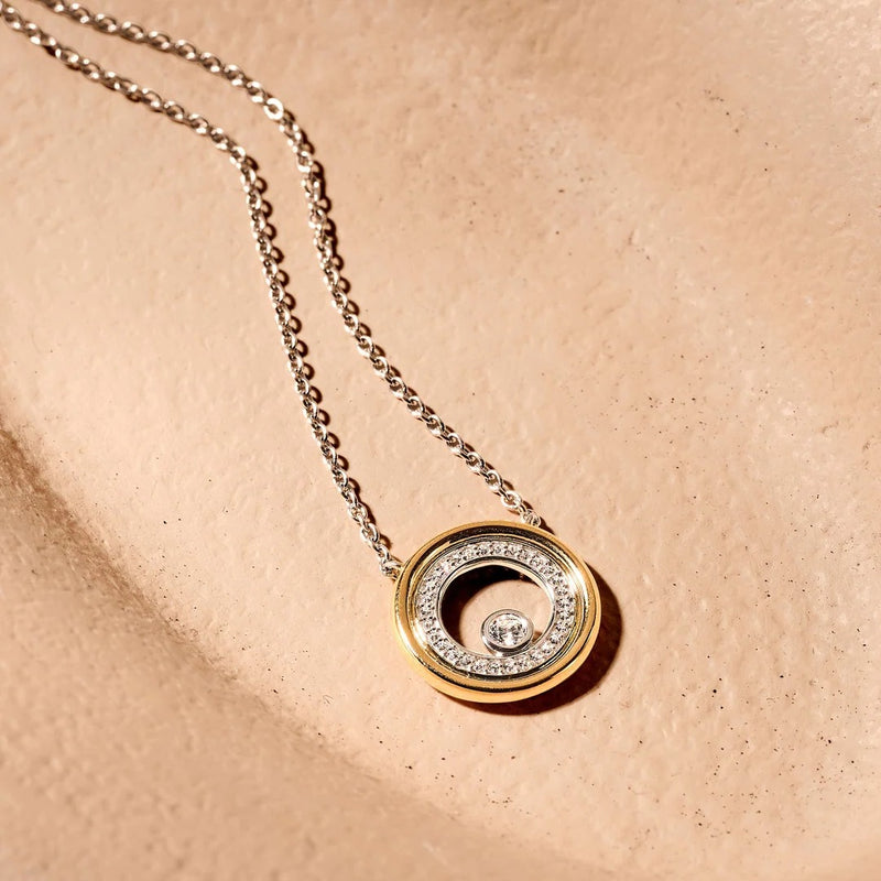 Zirconia Double Circle Necklace - Gold/Silver