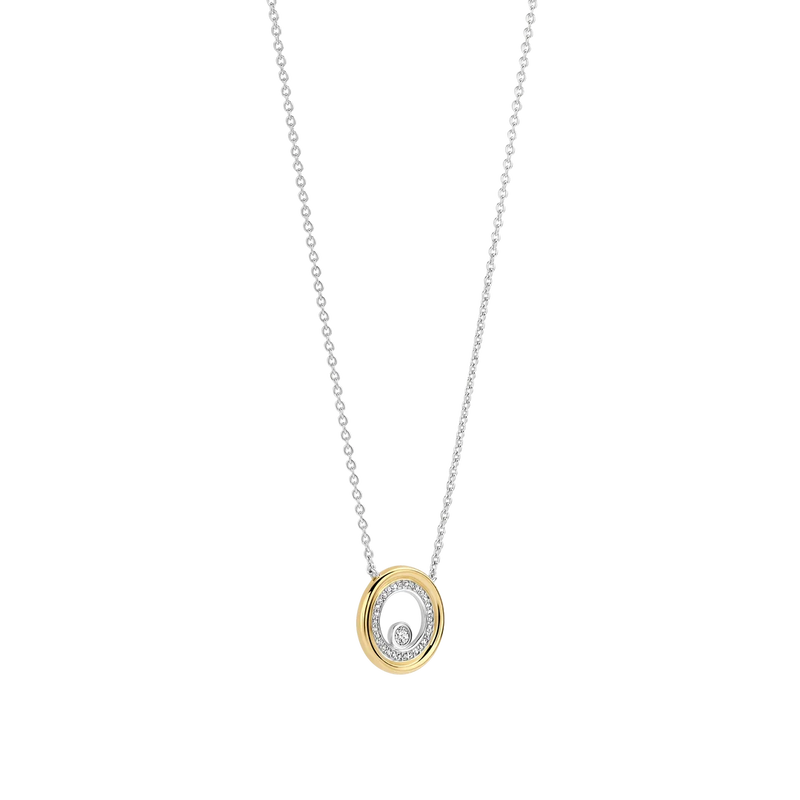 Zirconia Double Circle Necklace - Gold/Silver