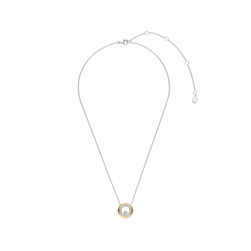 Zirconia Double Circle Necklace - Gold/Silver
