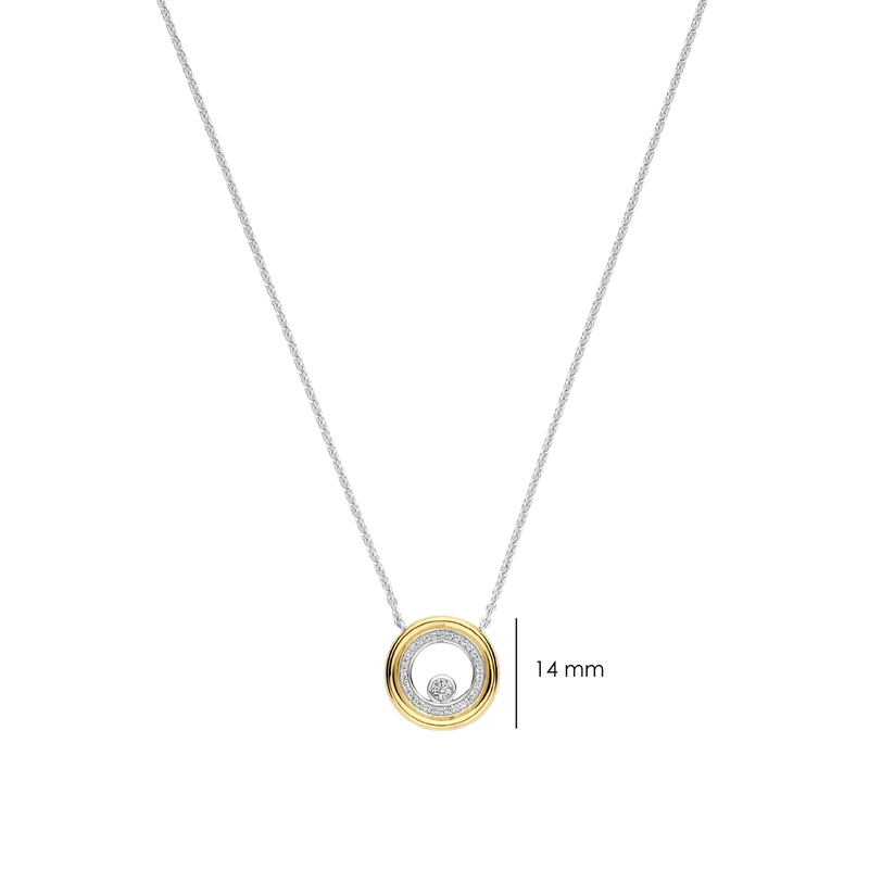 Zirconia Double Circle Necklace - Gold/Silver