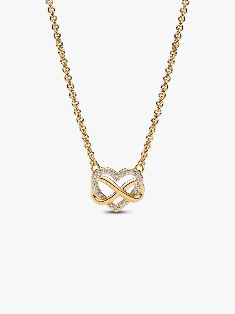 Sparkling Infinity Heart Collier Necklace - 14ct Gold Plating