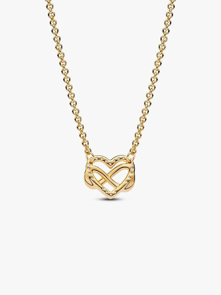 Sparkling Infinity Heart Collier Necklace - 14ct Gold Plating