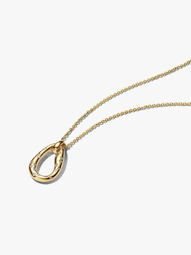 Organically Shaped Stone-Set Pendant Necklace - 14ct Gold Plating