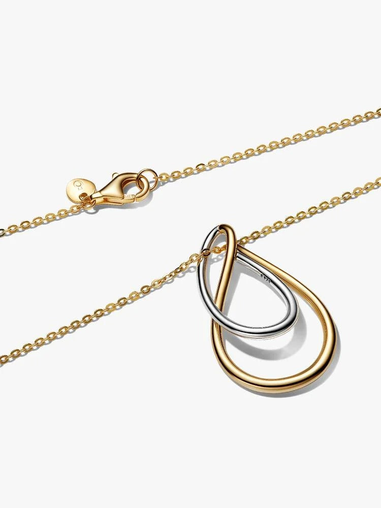 Two-Tone Double Pendant Necklace - Sterling Silver, 14ct Gold Plating