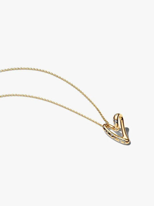 Heart Pendant Necklace with Cubic Zirconia - 14ct Gold Plating