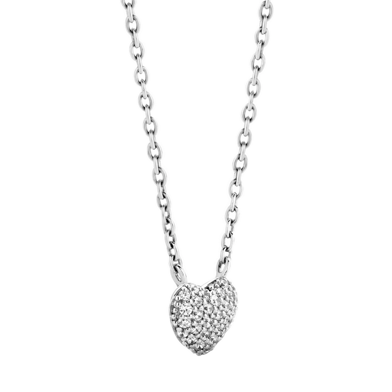 Milano Pavé Heart Necklace - Silver - 3899ZI/42