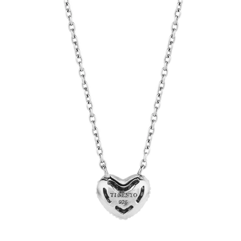 Milano Pavé Heart Necklace - Silver - 3899ZI/42