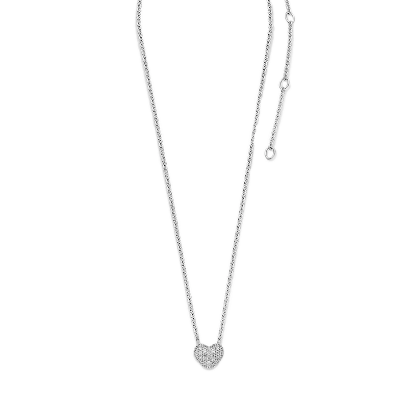 Milano Pavé Heart Necklace - Silver - 3899ZI/42