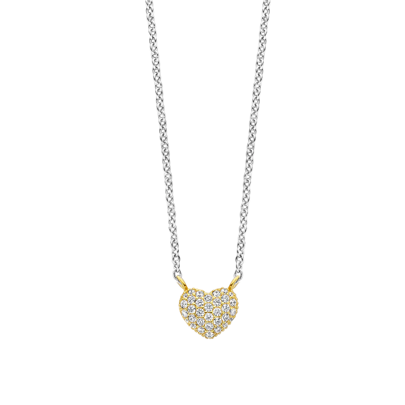 Milano Pavé Heart Necklace - Gold - 3899ZY/42