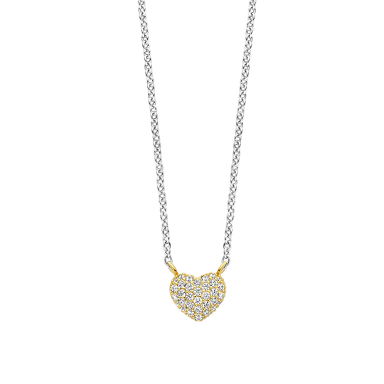 Milano Pavé Heart Necklace - Gold - 3899ZY/42
