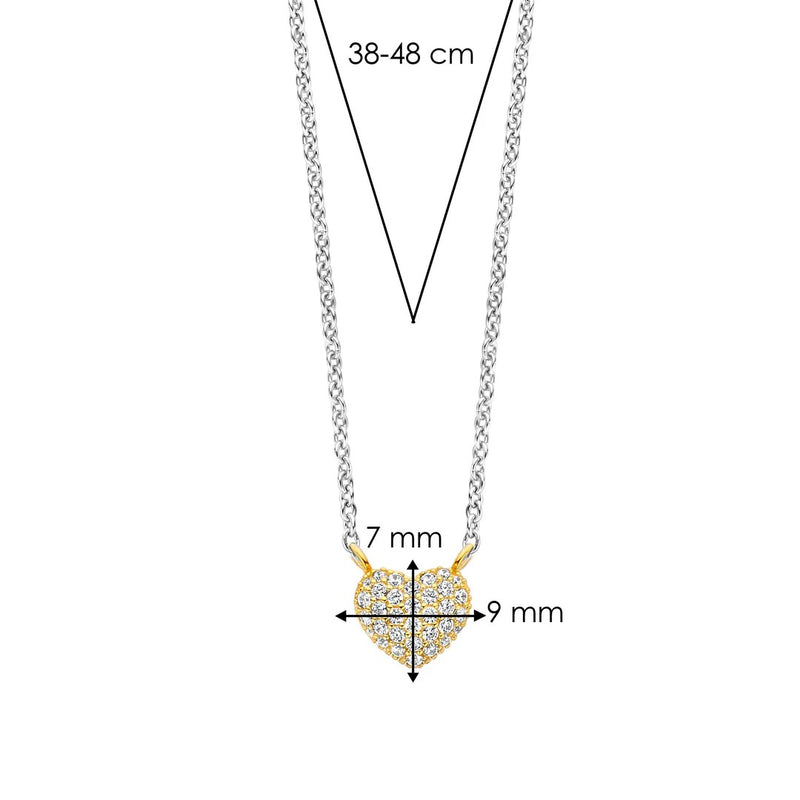 Milano Pavé Heart Necklace - Gold - 3899ZY/42