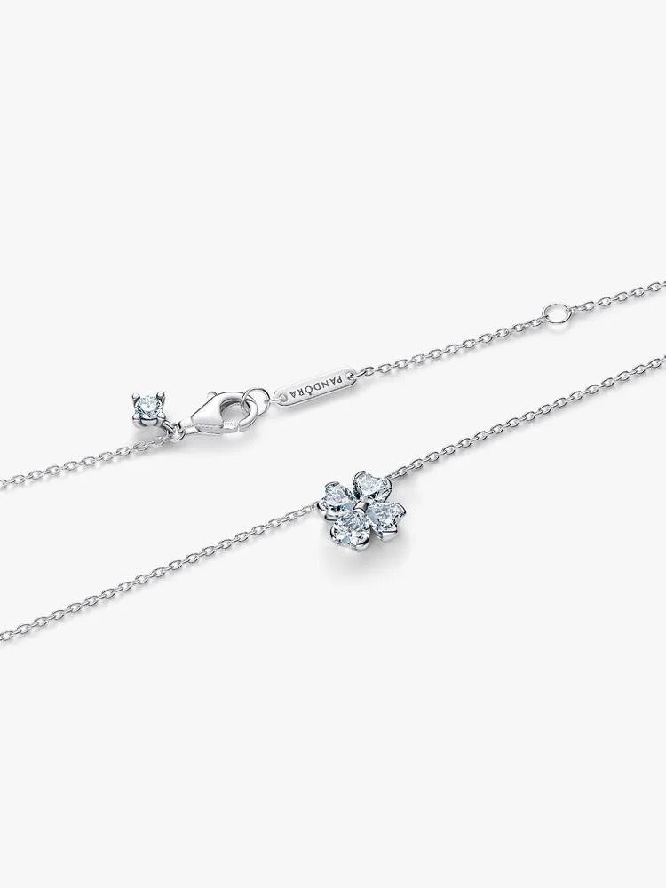 Sparkling Lucky Clover Pendant Necklace - Sterling Silver - 394502C01-45