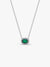 Rectangular Sparkling Green Halo Pendant Necklace - Sterling Silver - 394503C01-45