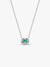 Rectangular Sparkling Green Halo Pendant Necklace - Sterling Silver - 394503C01-45