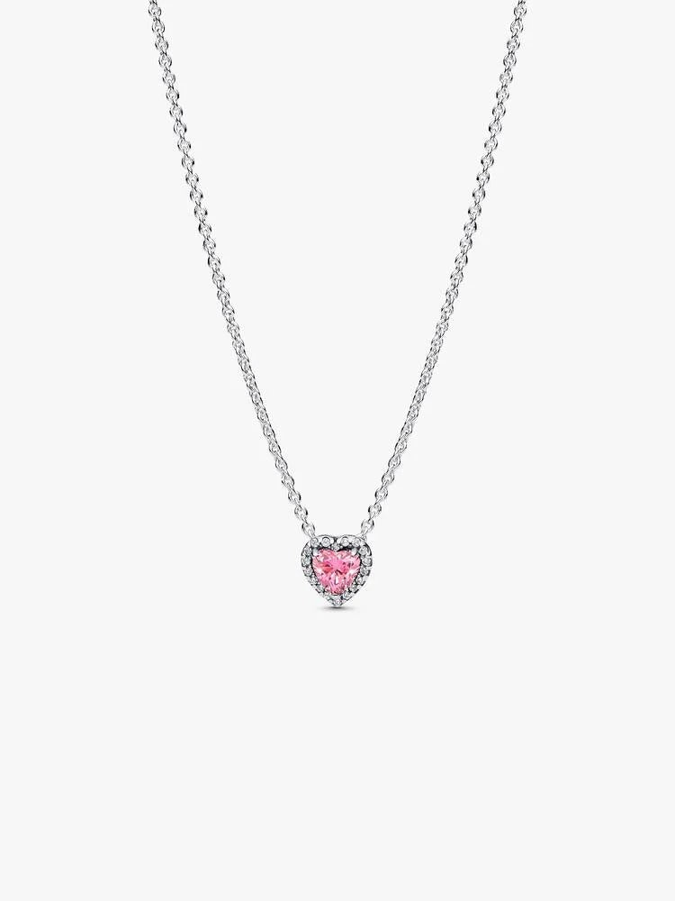 Elevated Heart Necklace - Silver/Pink - 398425C02