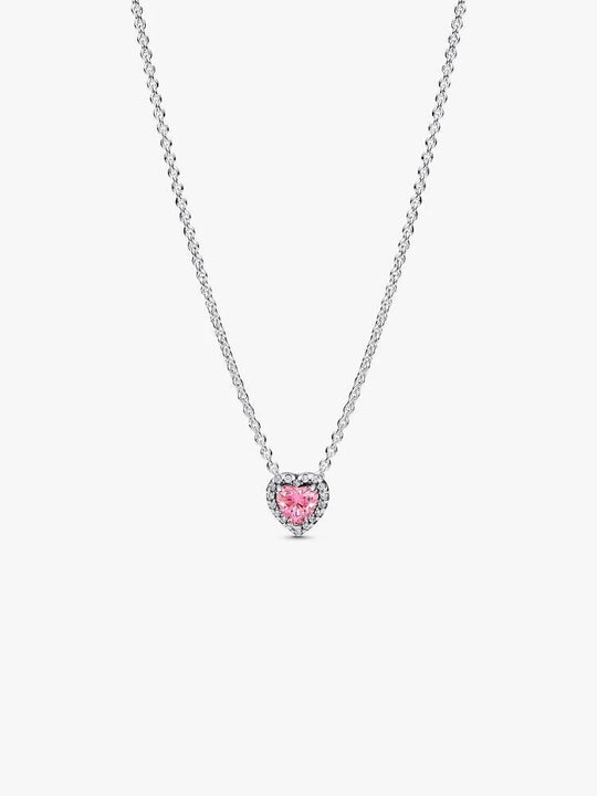 Elevated Heart Necklace - Silver/Pink - 398425C02