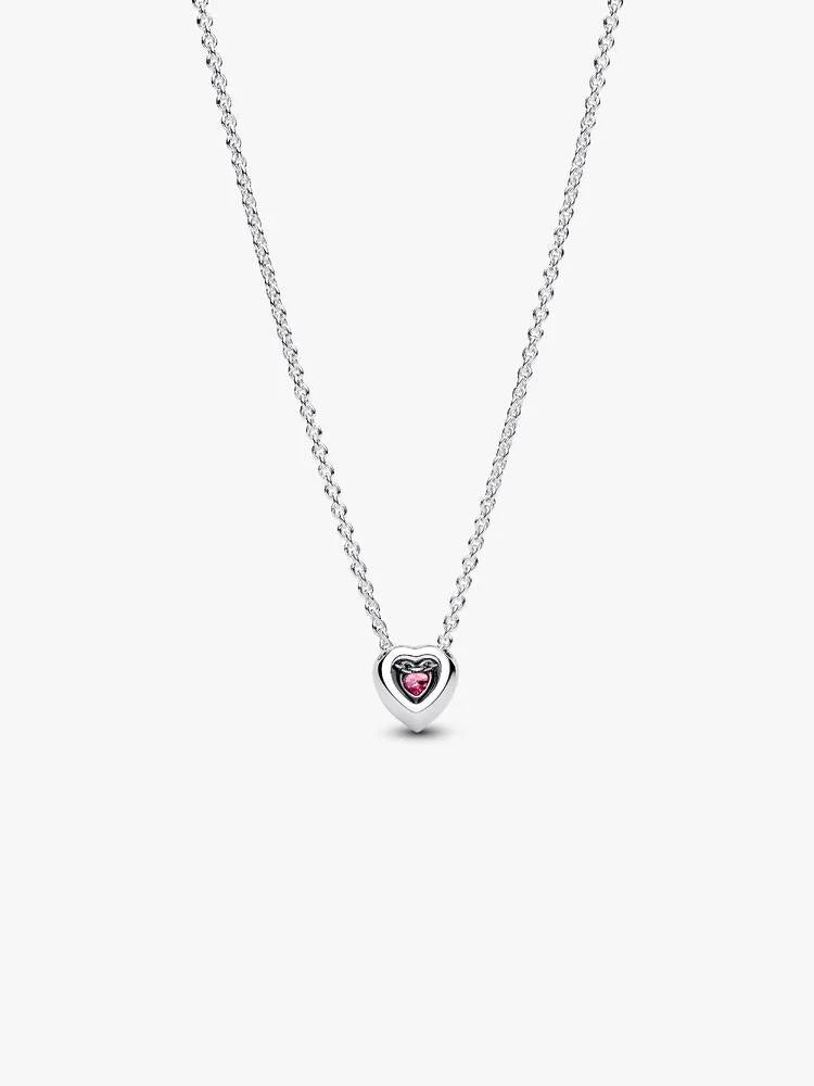 Elevated Heart Necklace - Silver/Pink - 398425C02