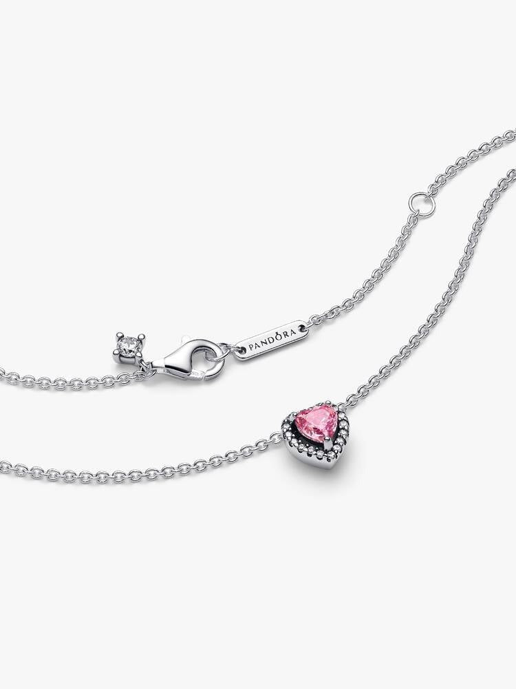 Elevated Heart Necklace - Silver/Pink - 398425C02