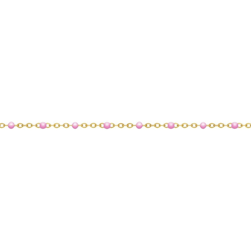 14ct Yellow Gold Filled Flat Cable Chain with Pink Beads