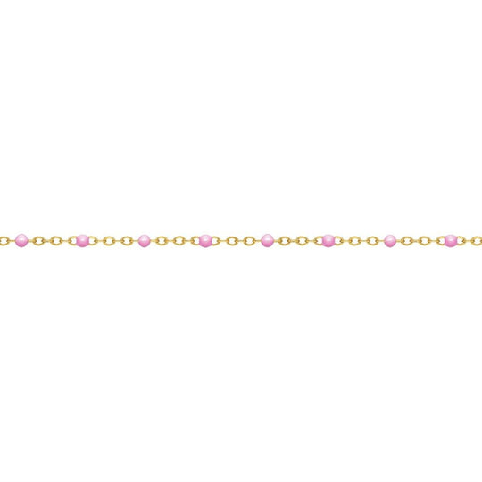 14ct Yellow Gold Filled Flat Cable Chain with Pink Beads