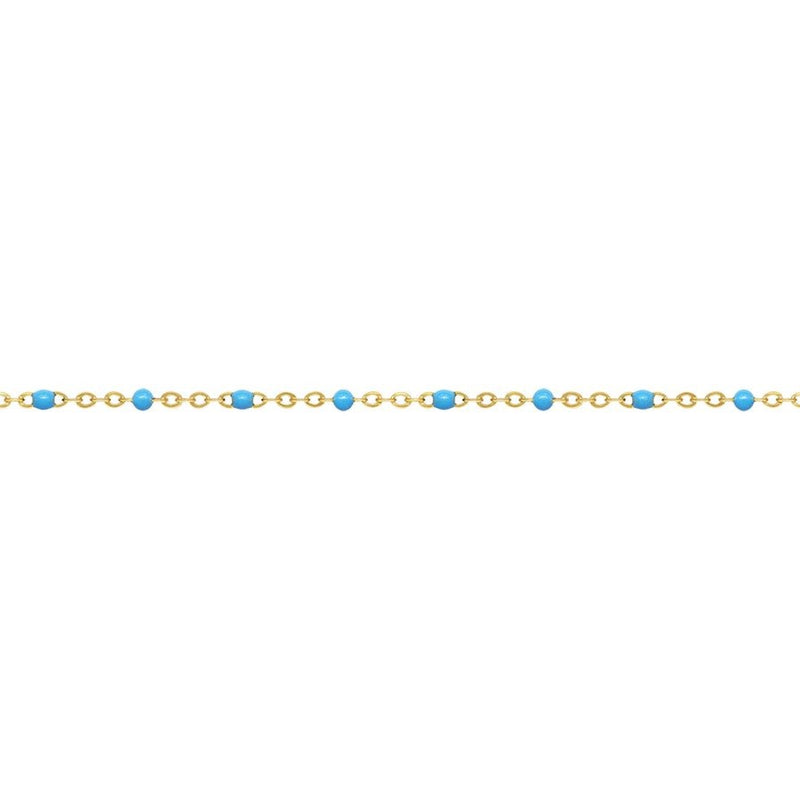 14ct Yellow Gold Filled Flat Cable Chain with Blue Beads