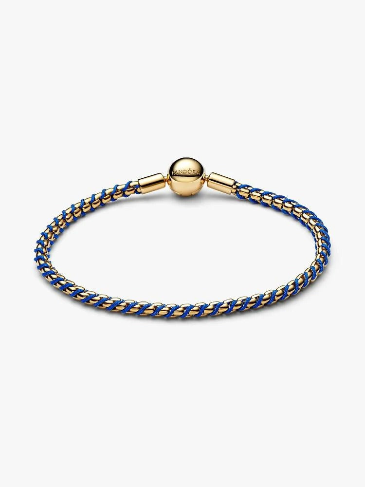 Blue Cord Box Chain Bracelet - 14ct Gold Plating