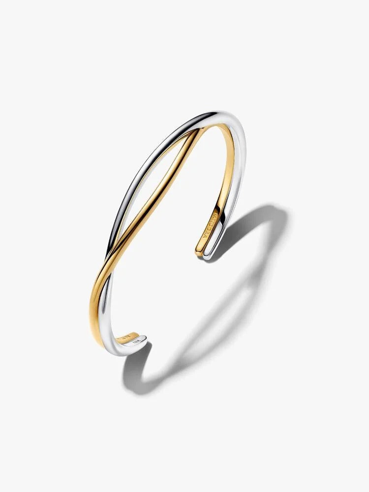 Entwined Two-Tone Open Bangle - Sterling Silver/14ct Gold Plating