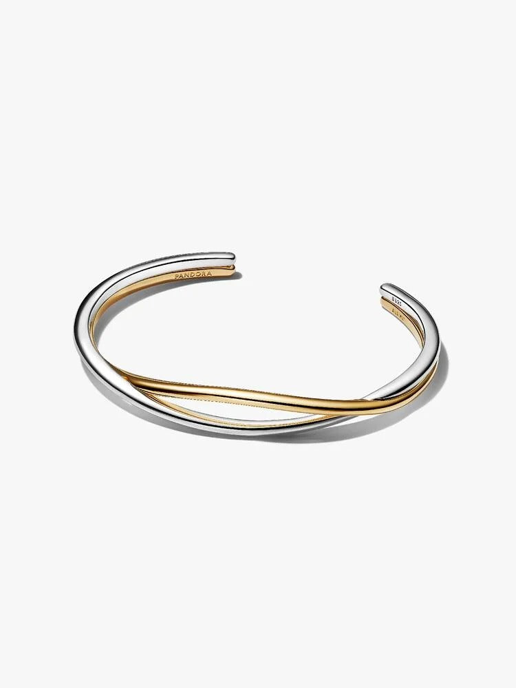 Entwined Two-Tone Open Bangle - Sterling Silver/14ct Gold Plating