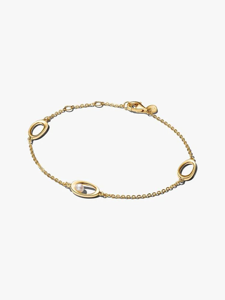 Organically Shaped Oval & Treated Freshwater Cultured Pearl Bracelet - 14ct Gold Plating