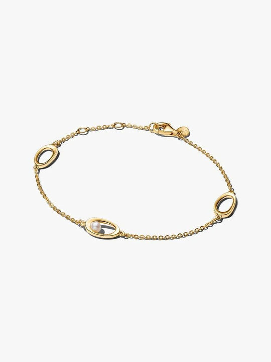 Organically Shaped Oval & Treated Freshwater Cultured Pearl Bracelet - 14ct Gold Plating