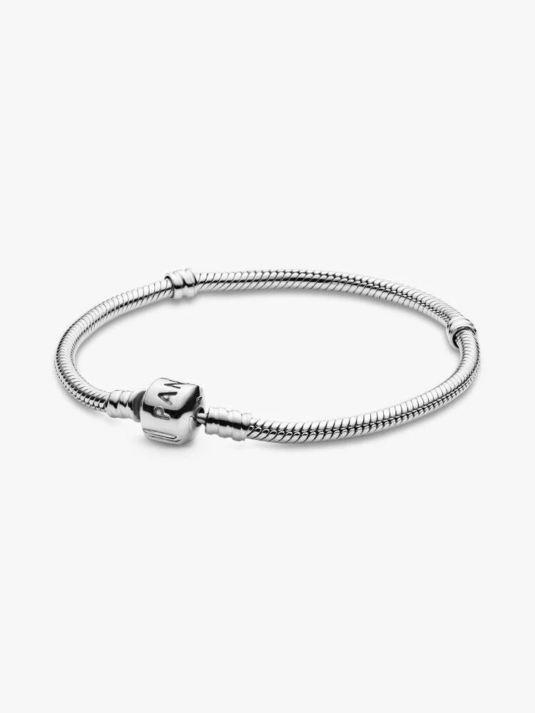 Barrel Clasp Snake Chain Bracelet - Sterling Silver