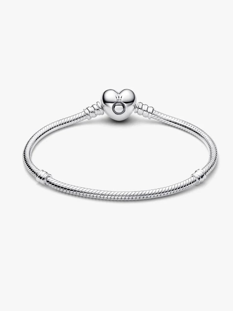 Heart Clasp Snake Chain Bracelet - Sterling Silver