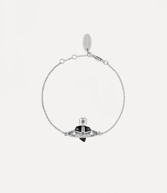 New Diamante Heart Bracelet - Silver/Black - 6102021T-02P136